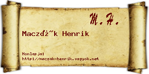 Maczák Henrik névjegykártya